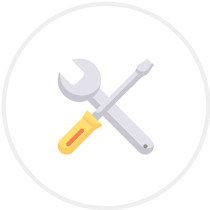 Tools inside of a gray circle